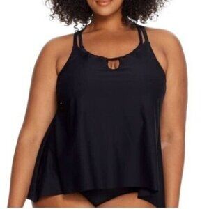 Birdsong Size 20W Bare Necessities Keyhole Underwire Tankini Swim Top Black PLUS